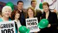 green candidates with hard hats and green jobs placards